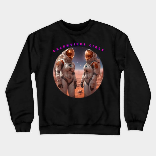2 girlfriends in space Crewneck Sweatshirt by sailorsam1805